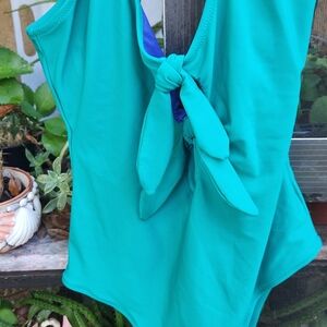 Old NAVY Green One-Piece Swimsuit with Bow Detail